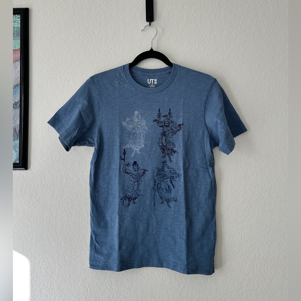Uniqlo UT x MFA Boston Kuniyoshi Warriors Ukiyo-e Tee Blue Japanese Art XS